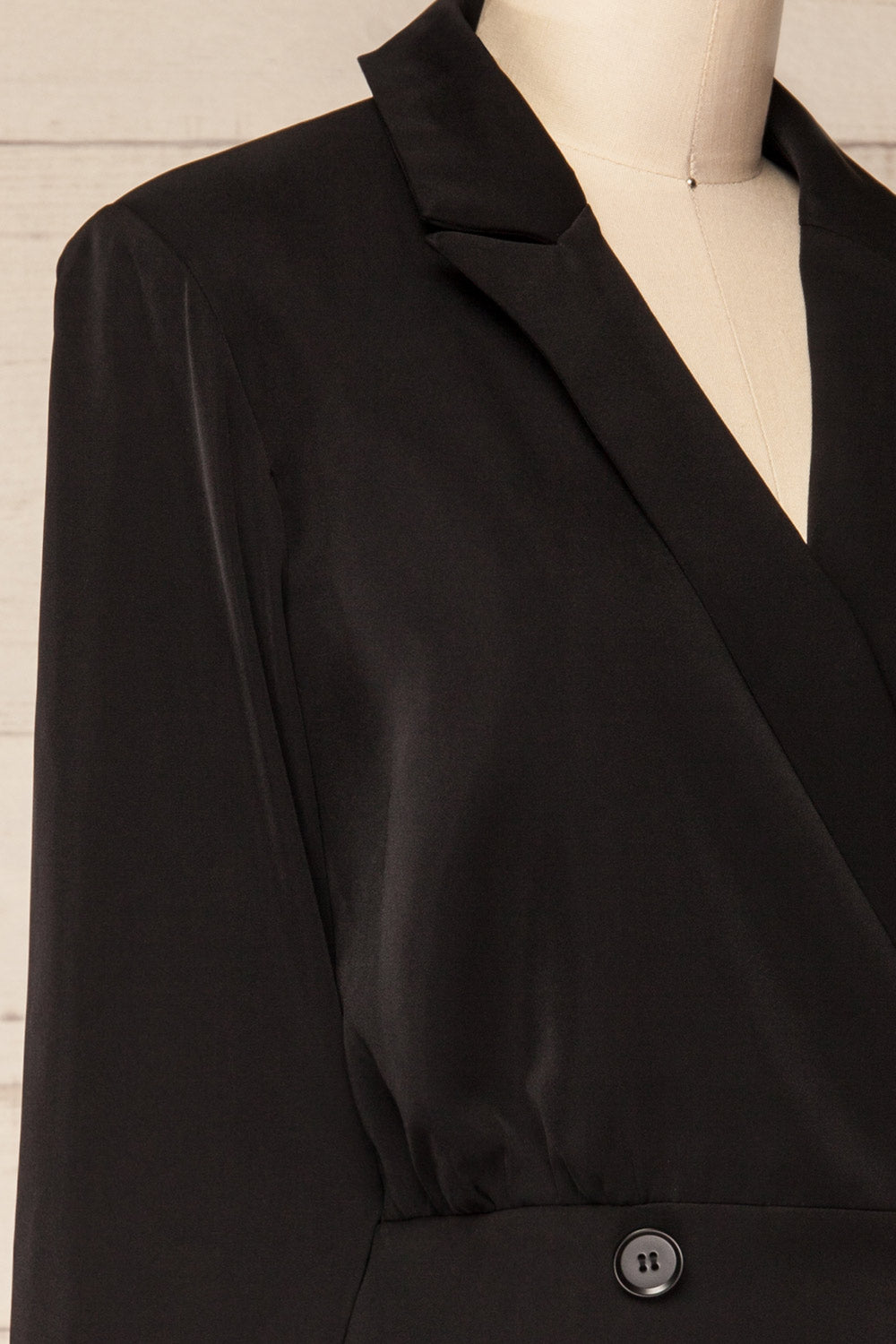 Bobigny Black Blazer Romper | La petite garçonne side close-up