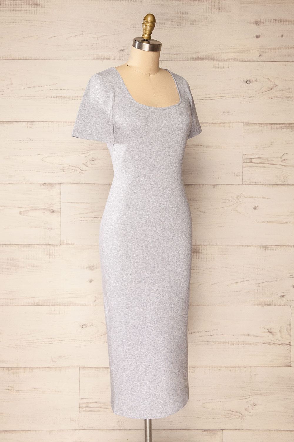 Bogota Grey Short Sleeve Midi Dress | La petite garçonne side view