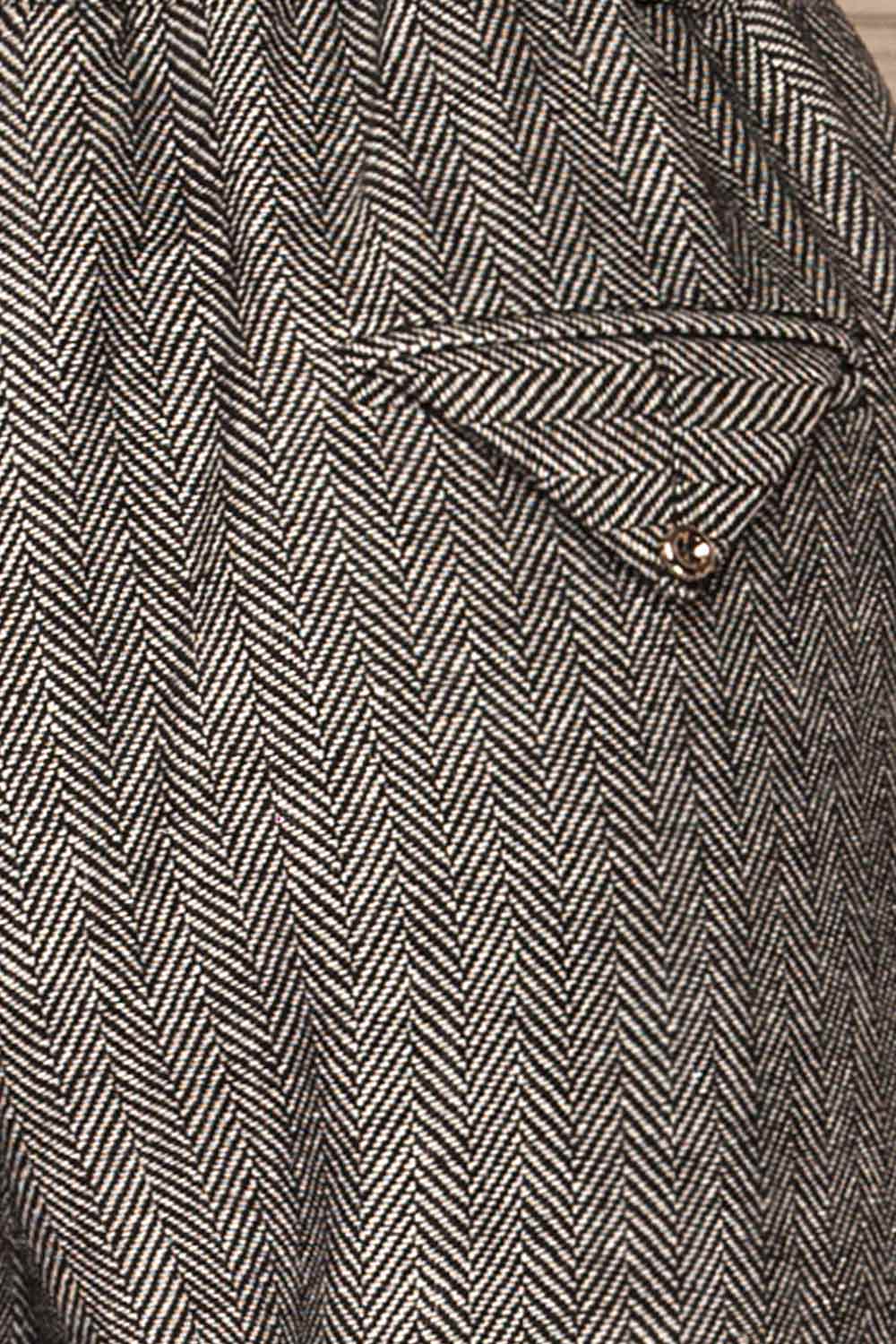 Bologne Black High-Waisted Straight Leg Chevron Pants | La petite garçonne fabric