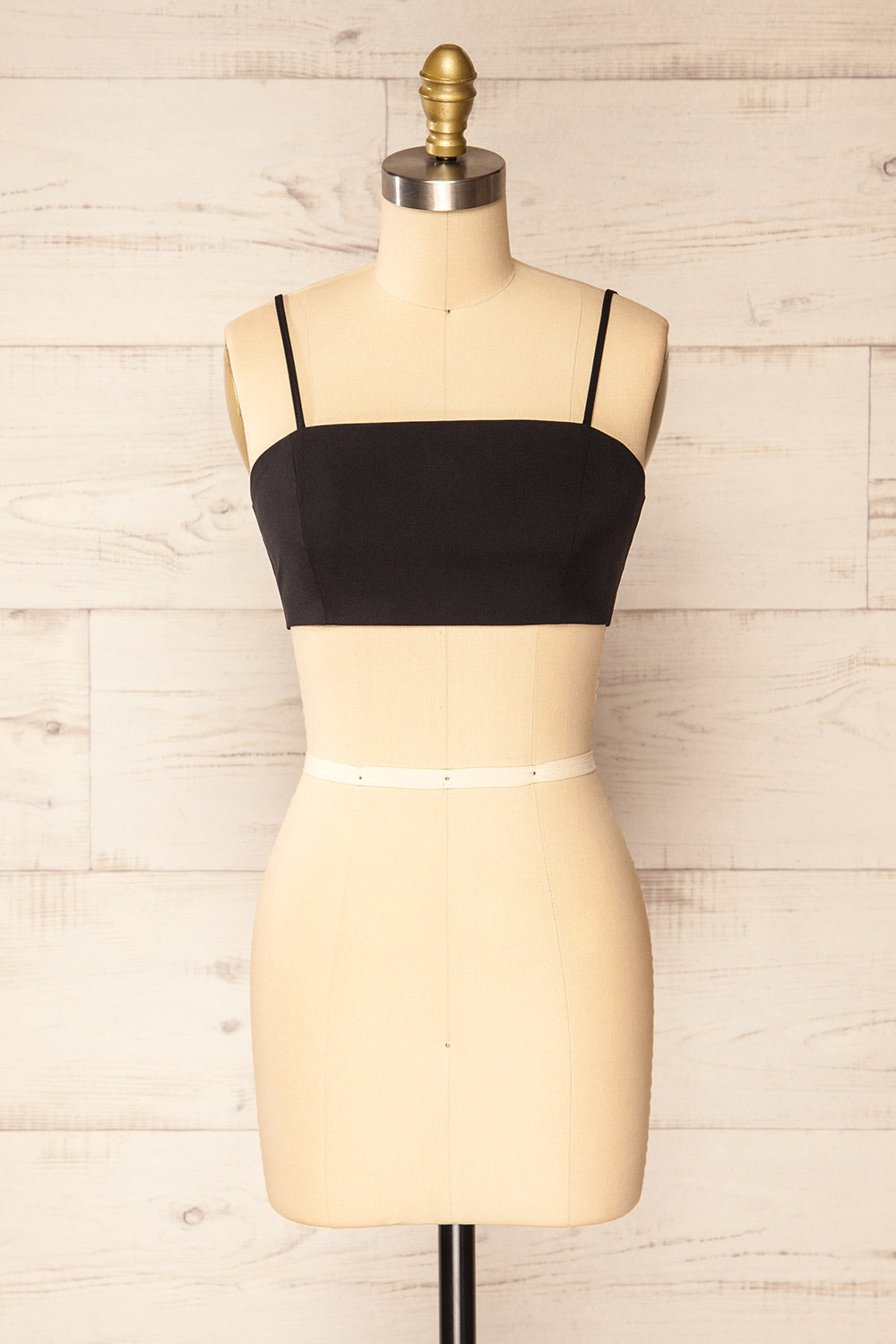 Borvieu Black Crop Top w/ Elastic Back | La petite garçonne front view