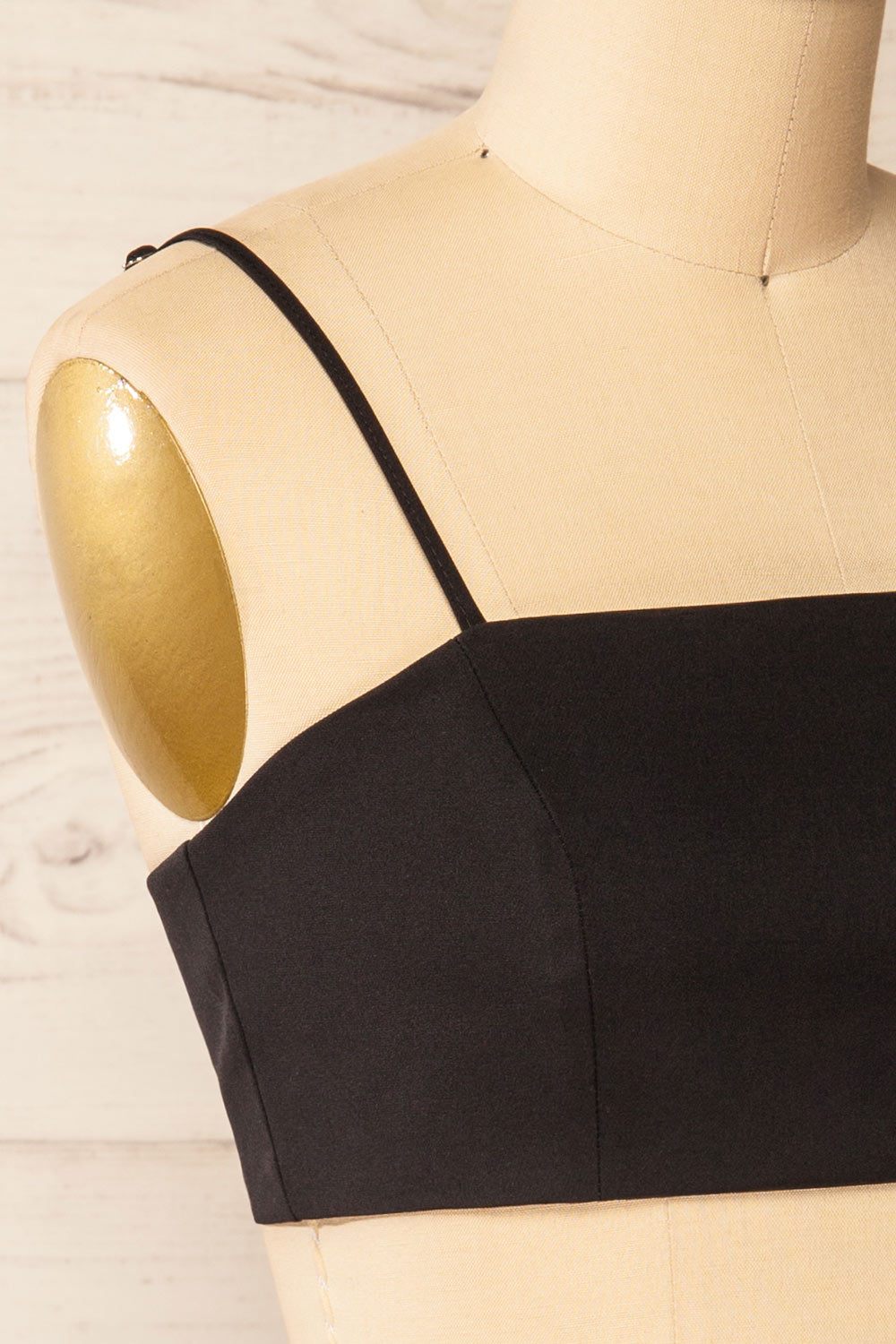 Borvieu Black Crop Top w/ Elastic Back | La petite garçonne side close-up