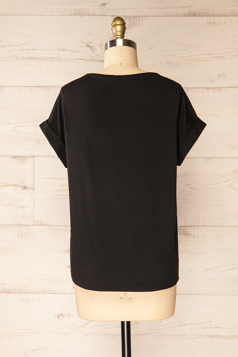 Bossugan Black Round Neck T-Shirt | La petite garçonne back view