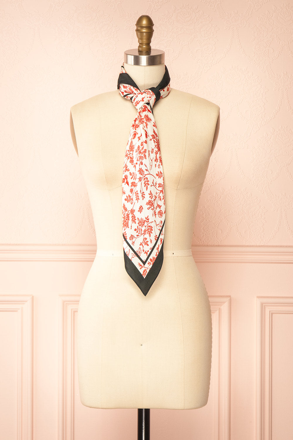 Boussole Squared Scarf with Floral Pattern | Boutique 1861 tie view