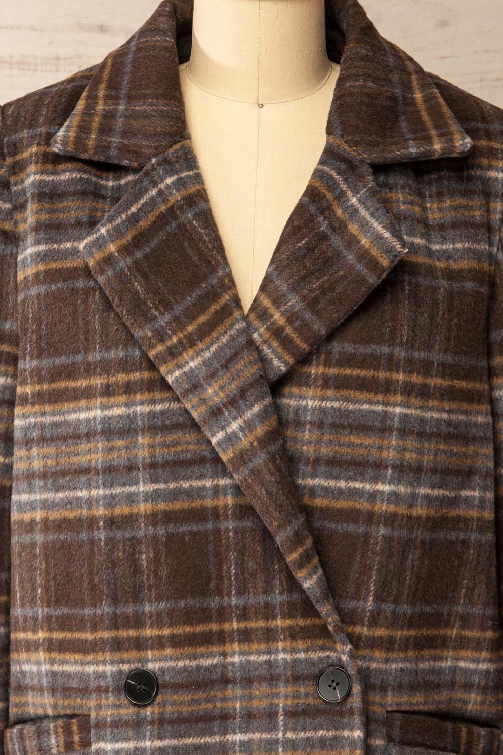 Bowen Brown Plaid Fuzzy Blazer Jacket | La petite garçonne front