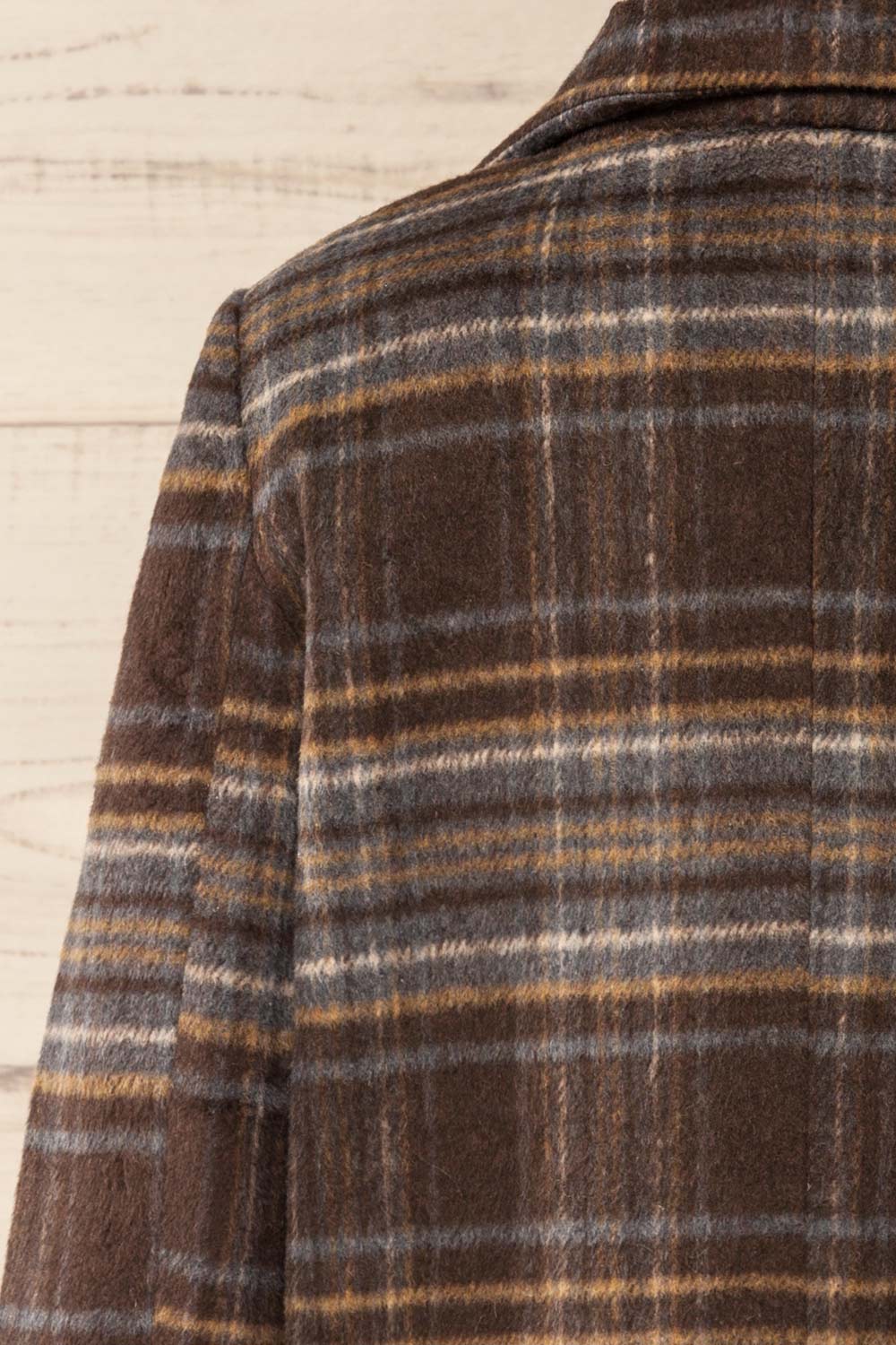 Bowen Brown Plaid Fuzzy Blazer Jacket | La petite garçonne back