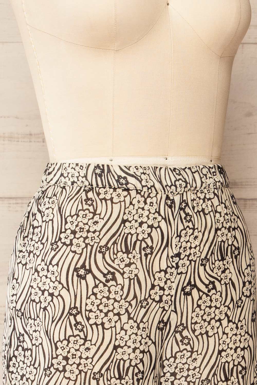 Brasilia Floral High-Waisted Wide-Leg Pants | La petite garçonne side close-up