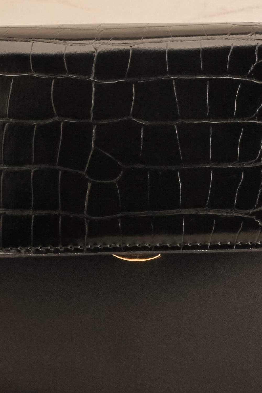 Brazzaville Black Half-Croc Crossbody Bag | La petite garçonne close-up