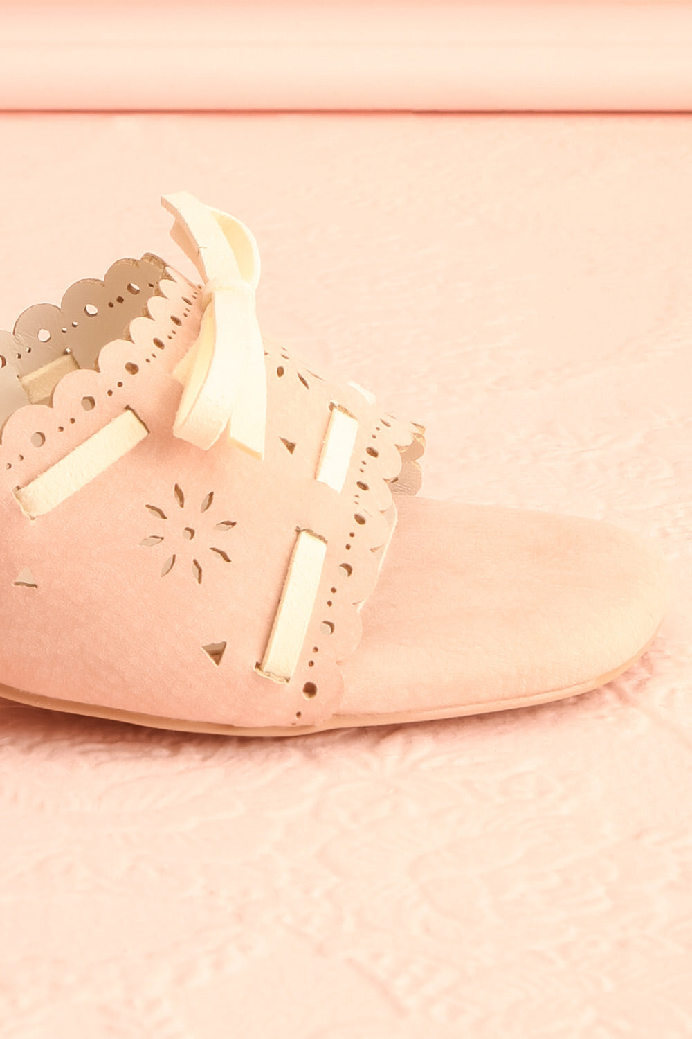 Breda Pink Faux-Suede Heeled Sandals | Boutique 1861 side front close-up