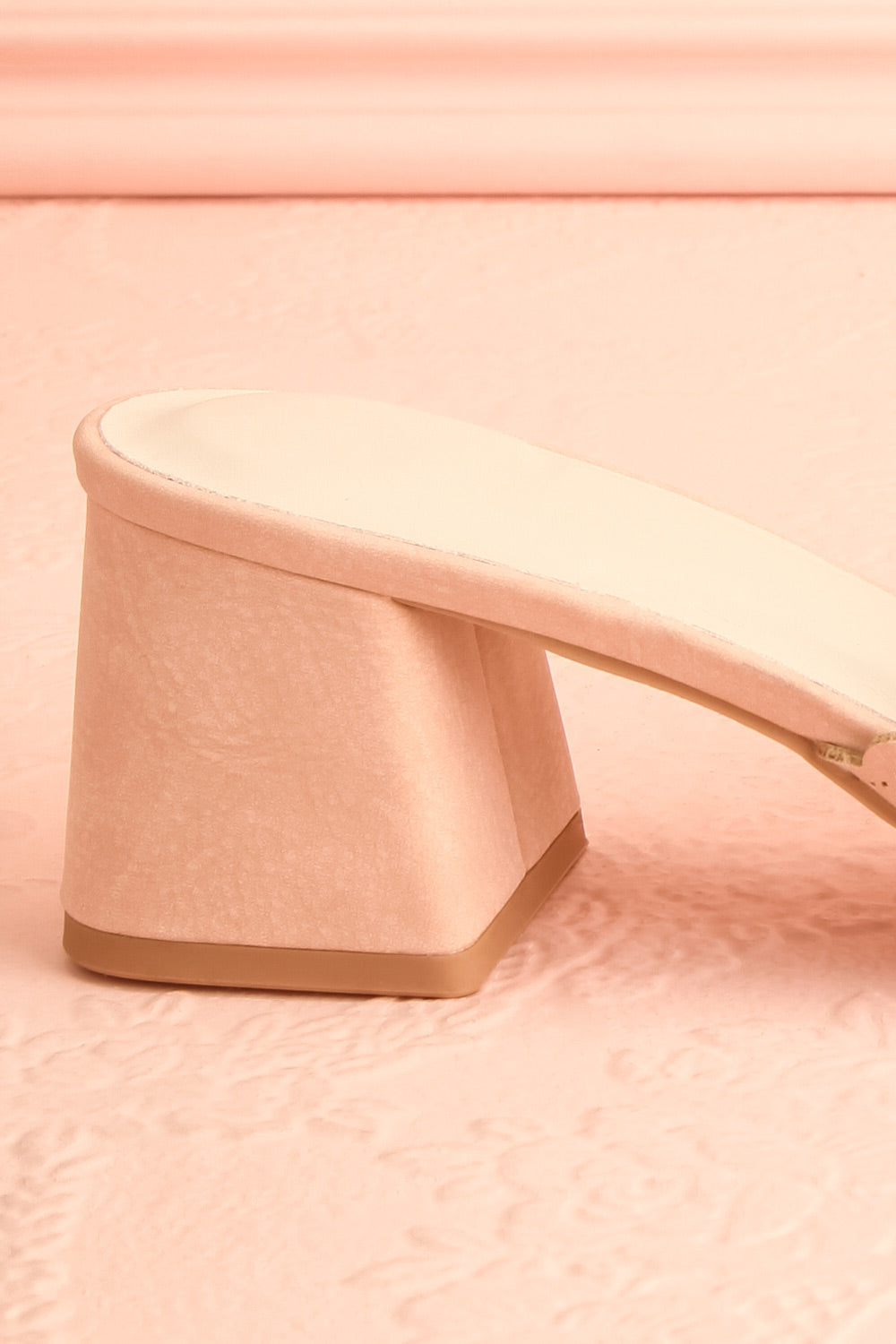 Breda Pink Faux-Suede Heeled Sandals | Boutique 1861  side back close-up
