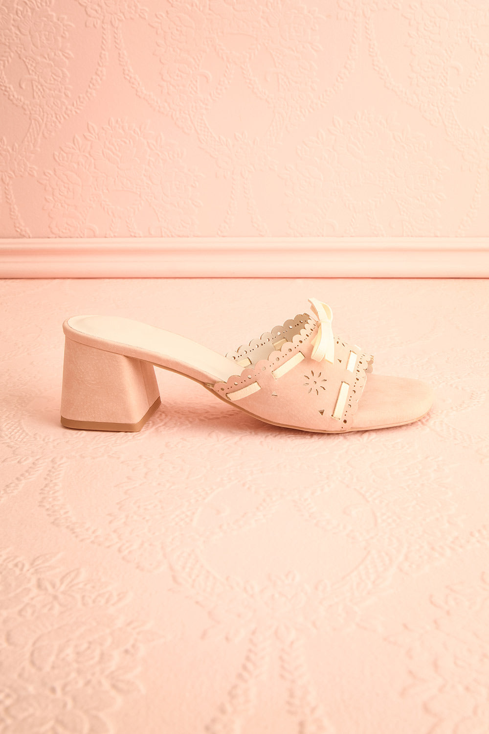 Breda Pink Faux-Suede Heeled Sandals | Boutique 1861  side view