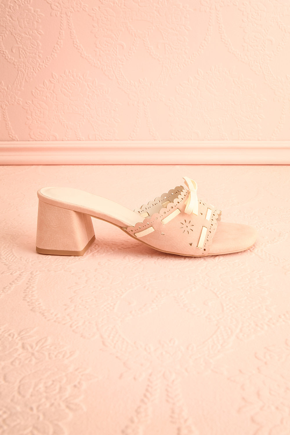 Breda Pink Faux-Suede Heeled Sandals | Boutique 1861 side view