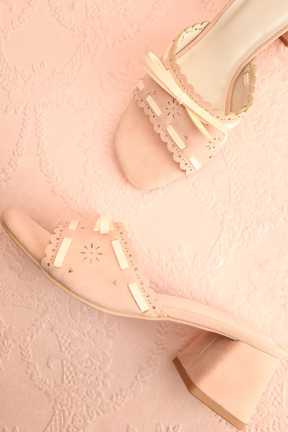 Breda Pink Faux-Suede Heeled Sandals | Boutique 1861 flat view