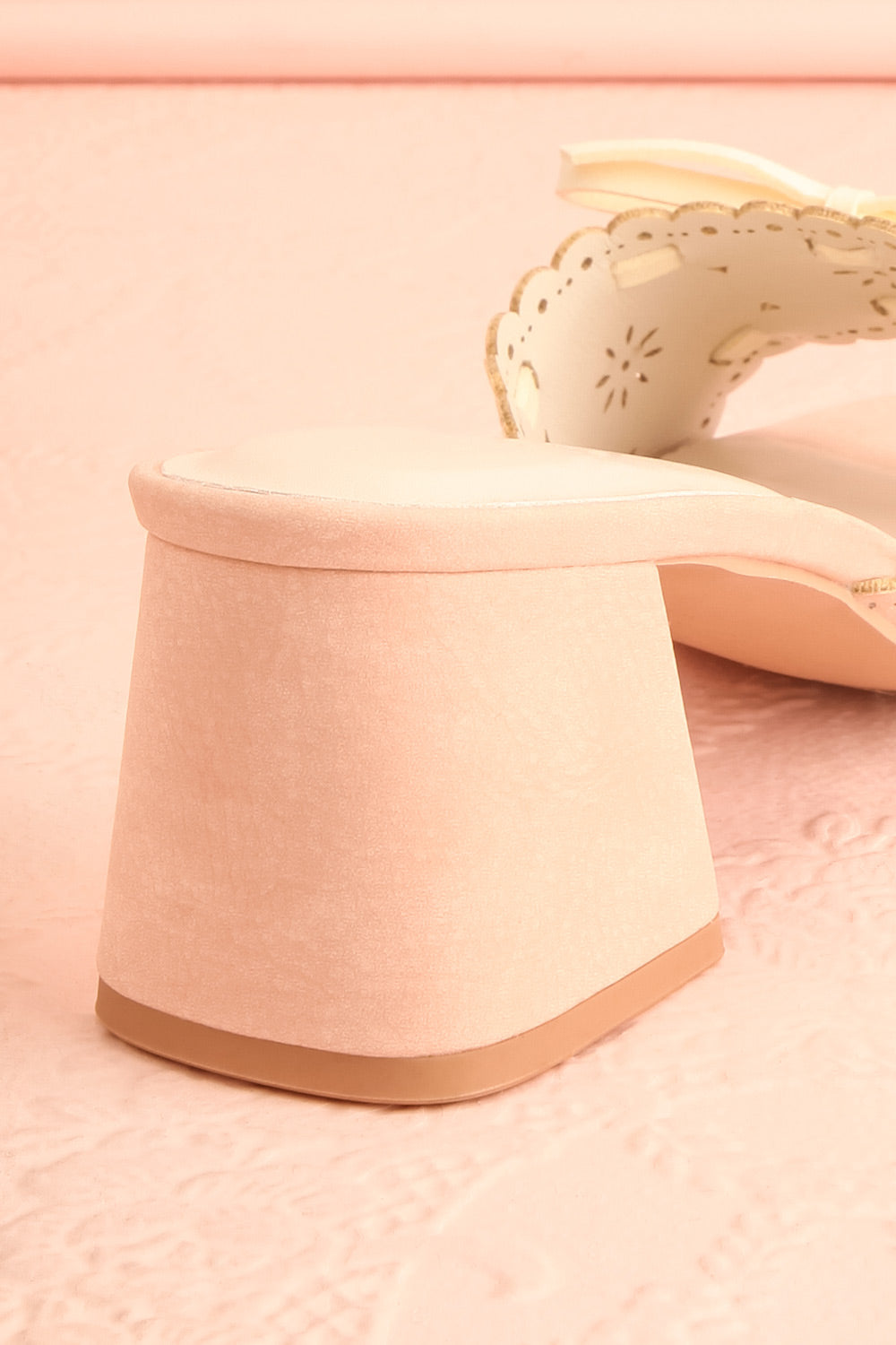 Breda Pink Faux-Suede Heeled Sandals | Boutique 1861  back close-up