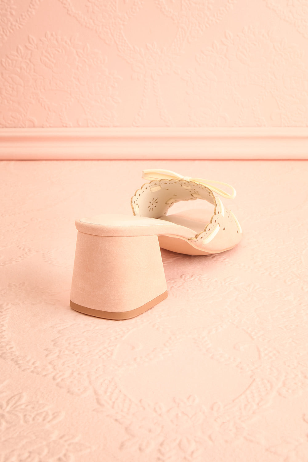 Breda Pink Faux-Suede Heeled Sandals | Boutique 1861 back view