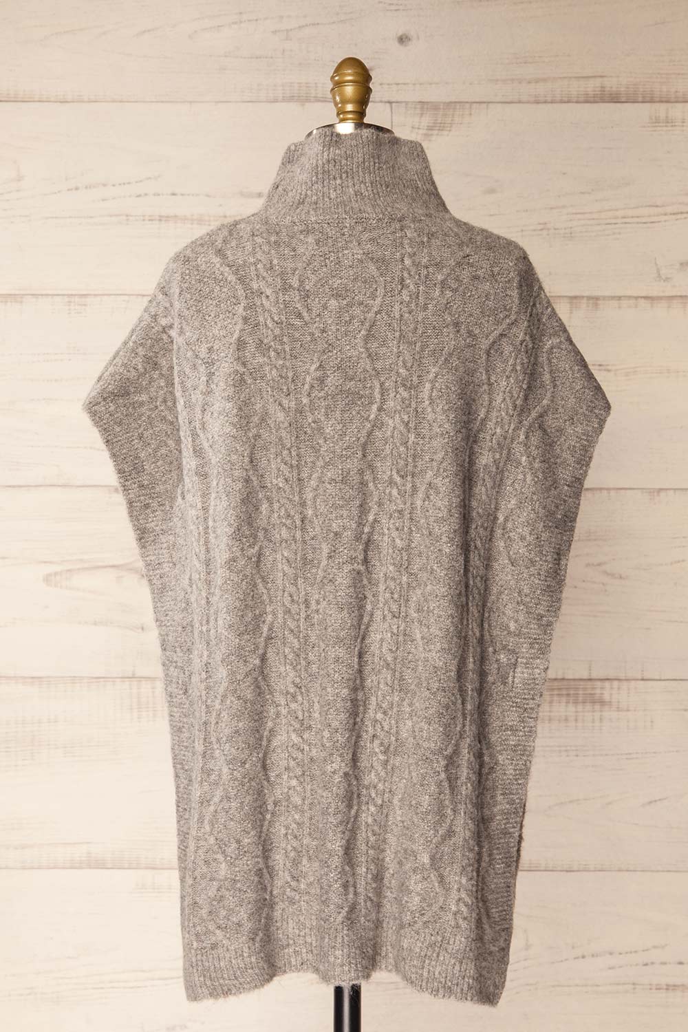 Brehat Grey Knit Poncho | La petite garçonne back view