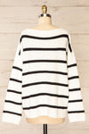Brest Oversized White Thick Knit Striped Sweater | La petite garçonne back view