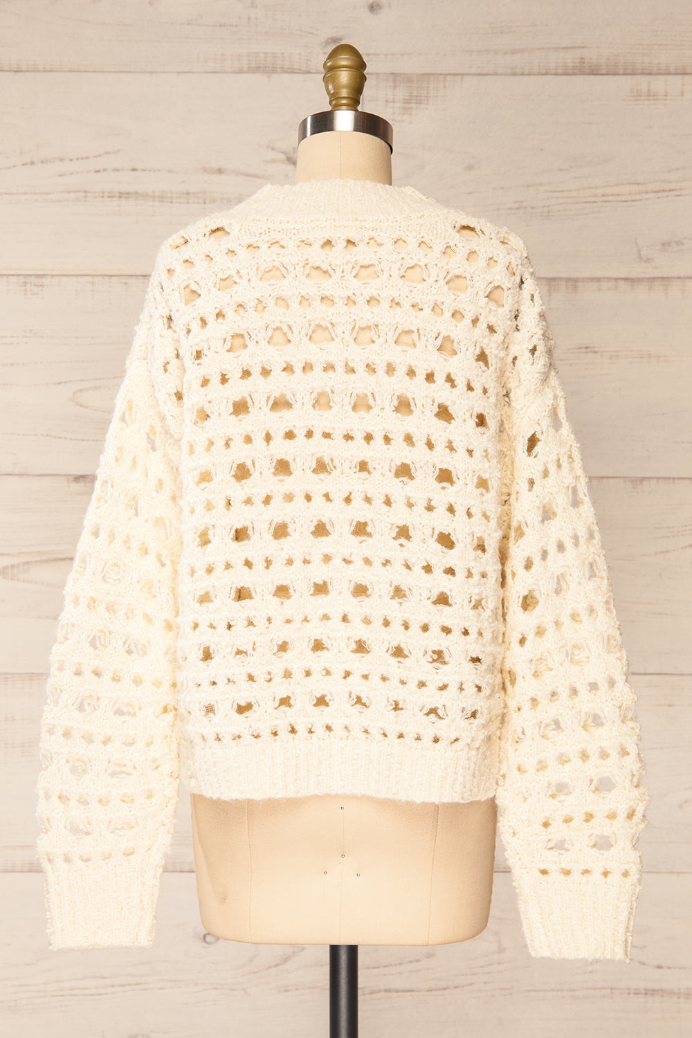 Bridgetown Ivory Crochet Knit Sweater | La petite garçonne back view
