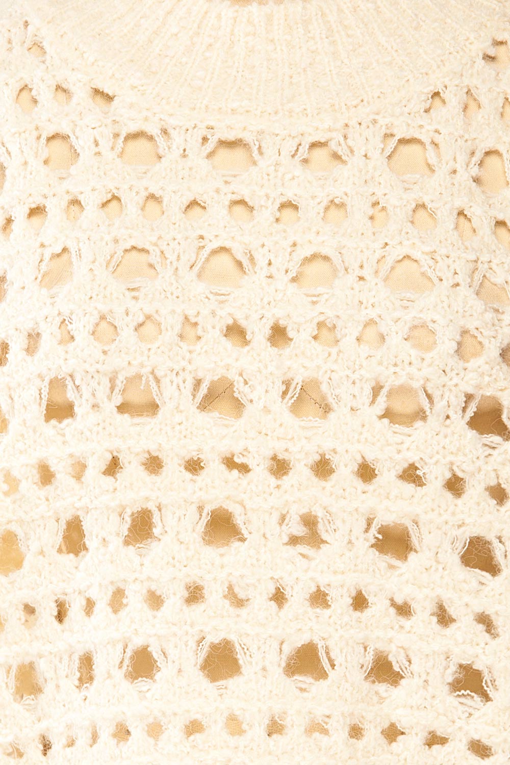 Bridgetown Ivory Crochet Knit Sweater | La petite garçonne fabric