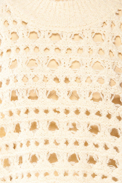 Bridgetown Ivory Crochet Knit Sweater | La petite garçonne fabric