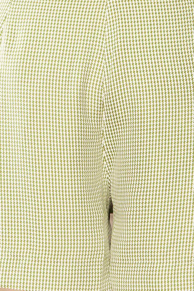 Bristol | High-Waisted Green Houndstooth Shorts