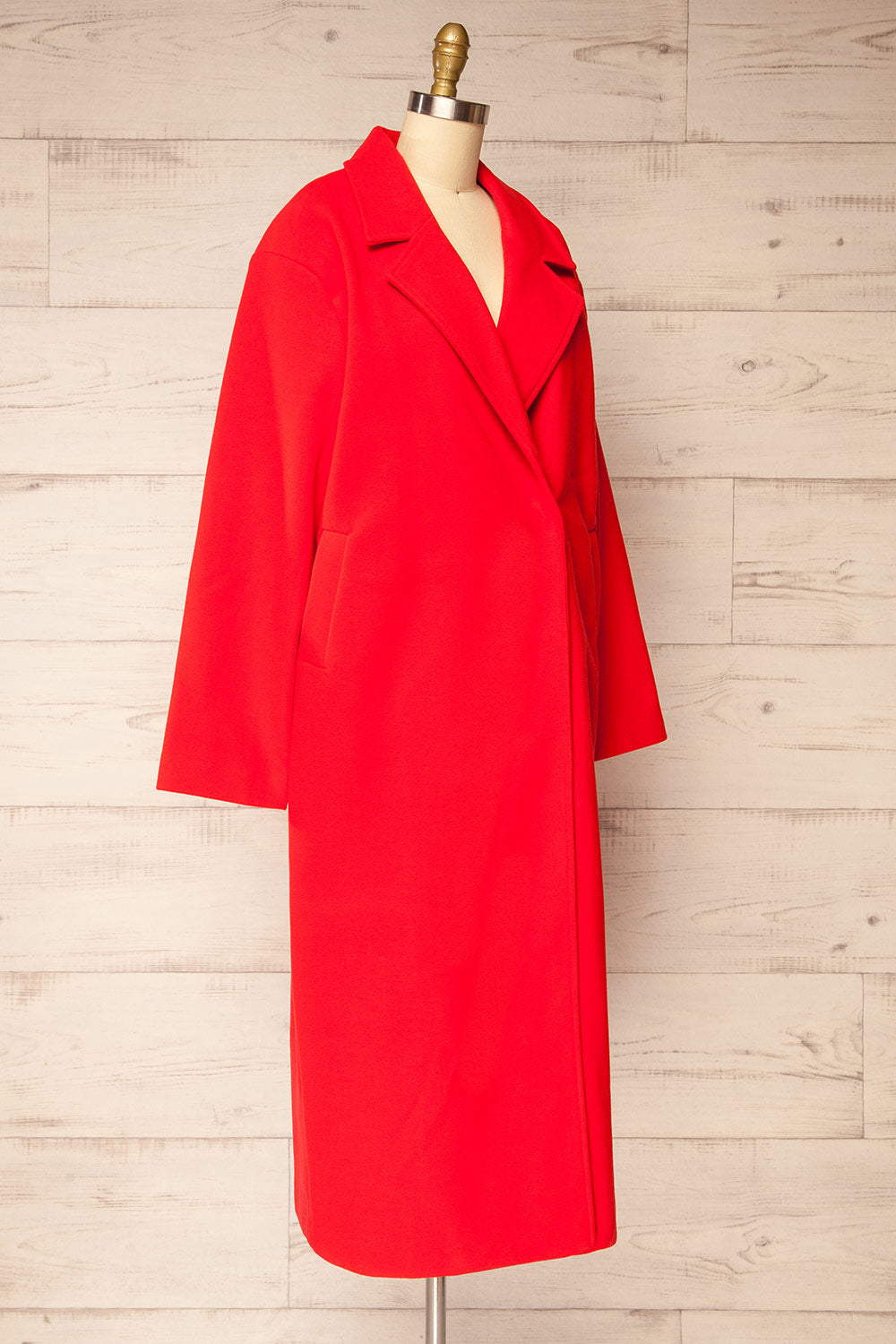 Broadway Red Oversized Trench Coat | La petite garçonne side view