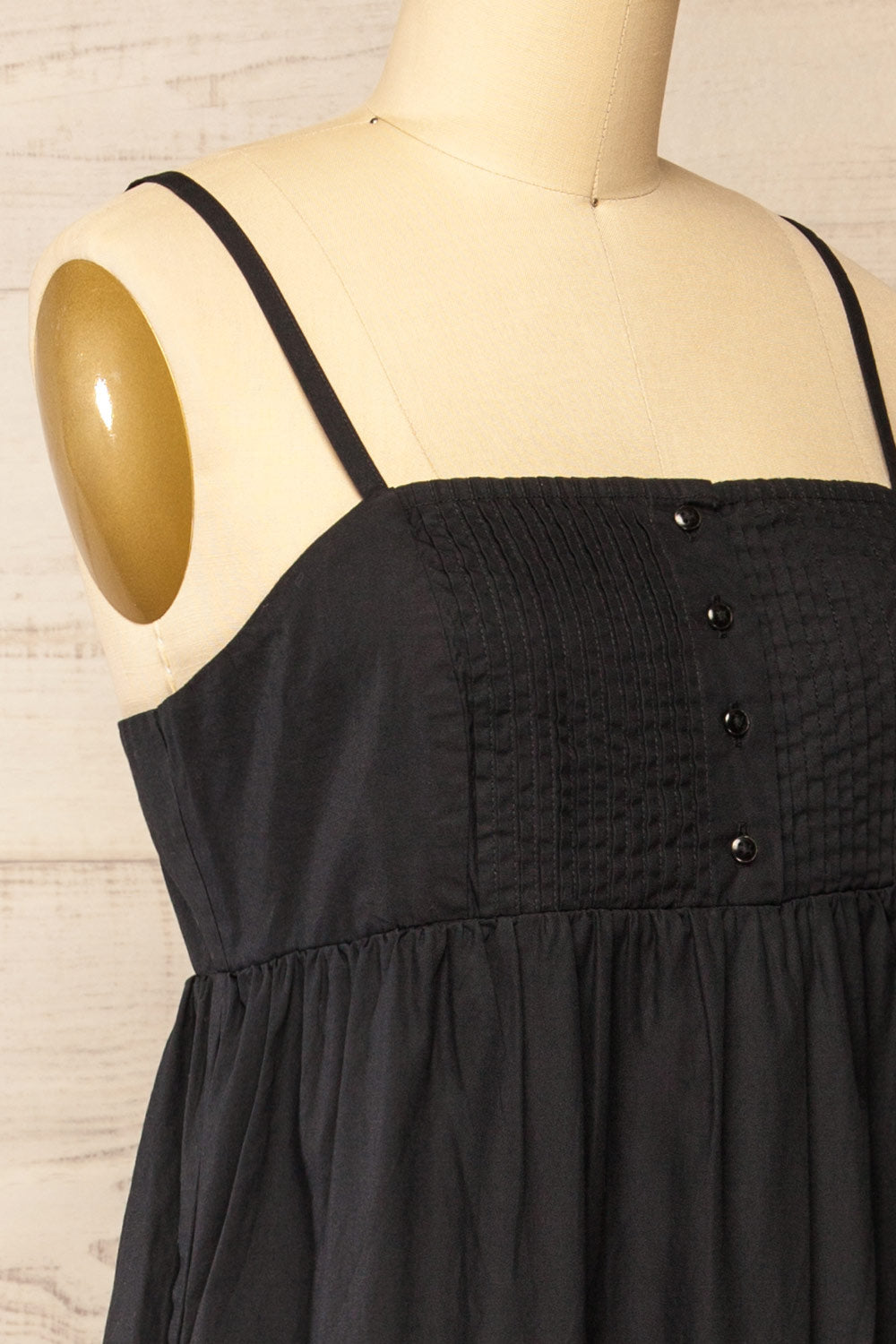 Brocko Black Midi Dress w/ Thin Straps | La petite garçonne side