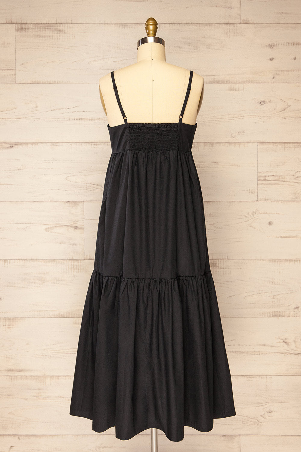 Brocko Black Midi Dress w/ Thin Straps | La petite garçonne back view
