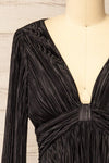 Bromsgrove Short Black Pleated Dress w/ Long Sleeves | La petite garçonne front