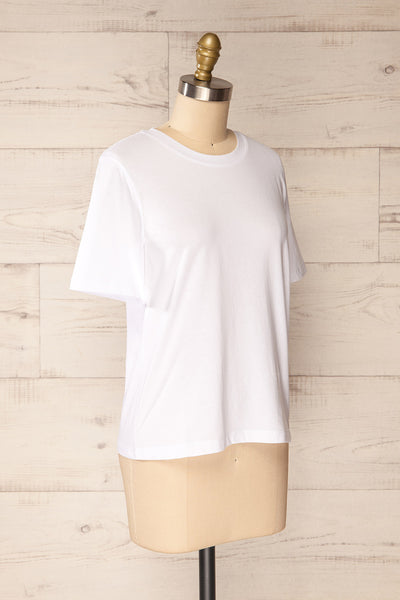 Brossard White Round Neck T-Shirt | La petite garçonne  side view
