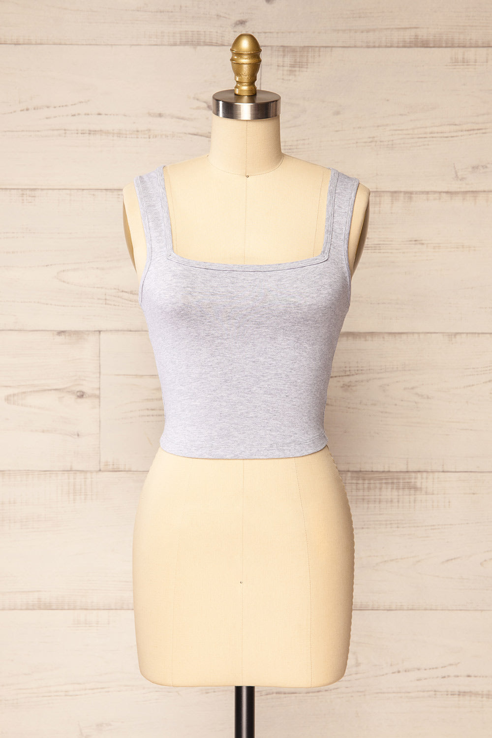 Brutus Grey Square Neck Cropped Cami | La petite garçonne front view