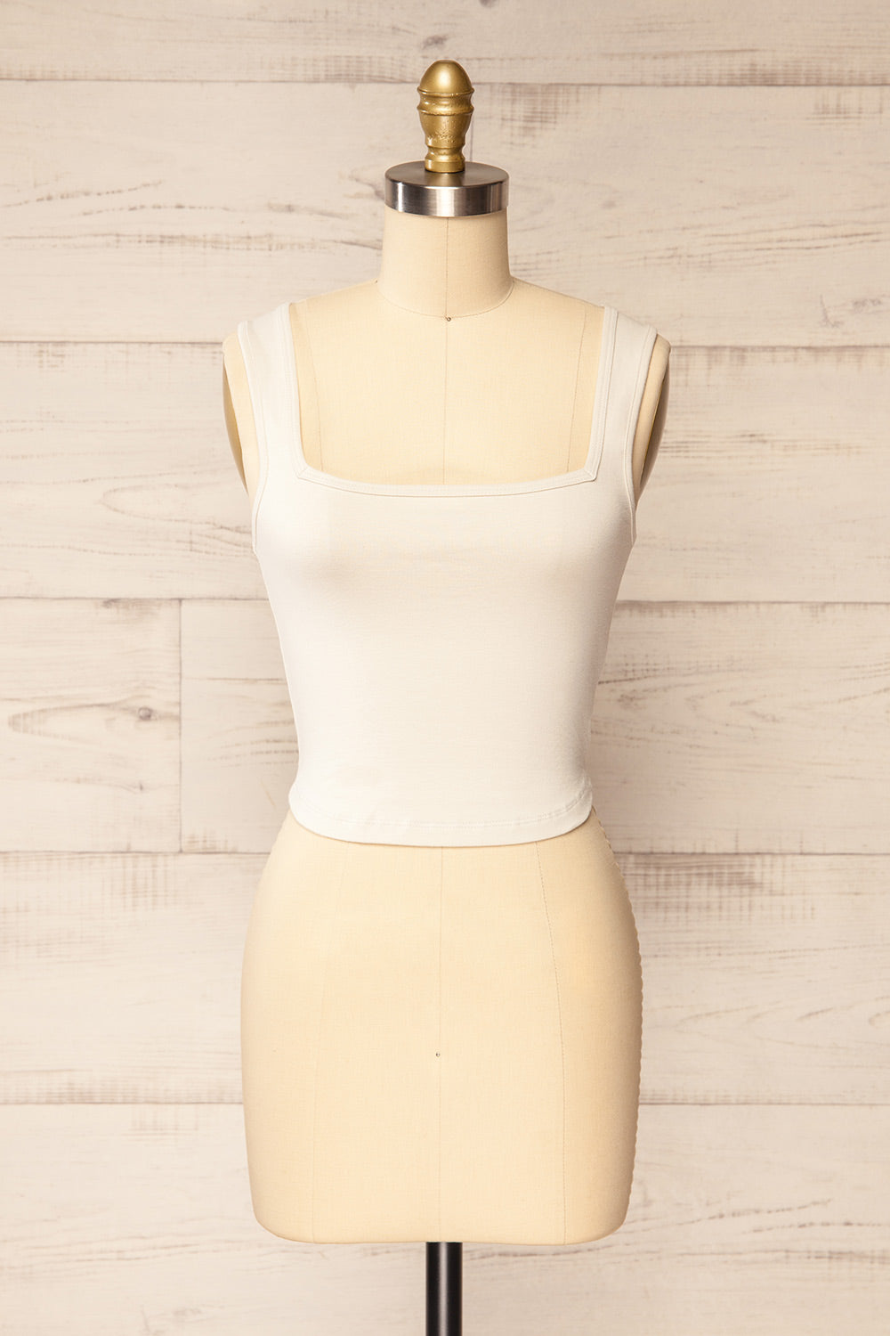 Brutus Ivory Square Neck Cropped Cami | La petite garçonne front view