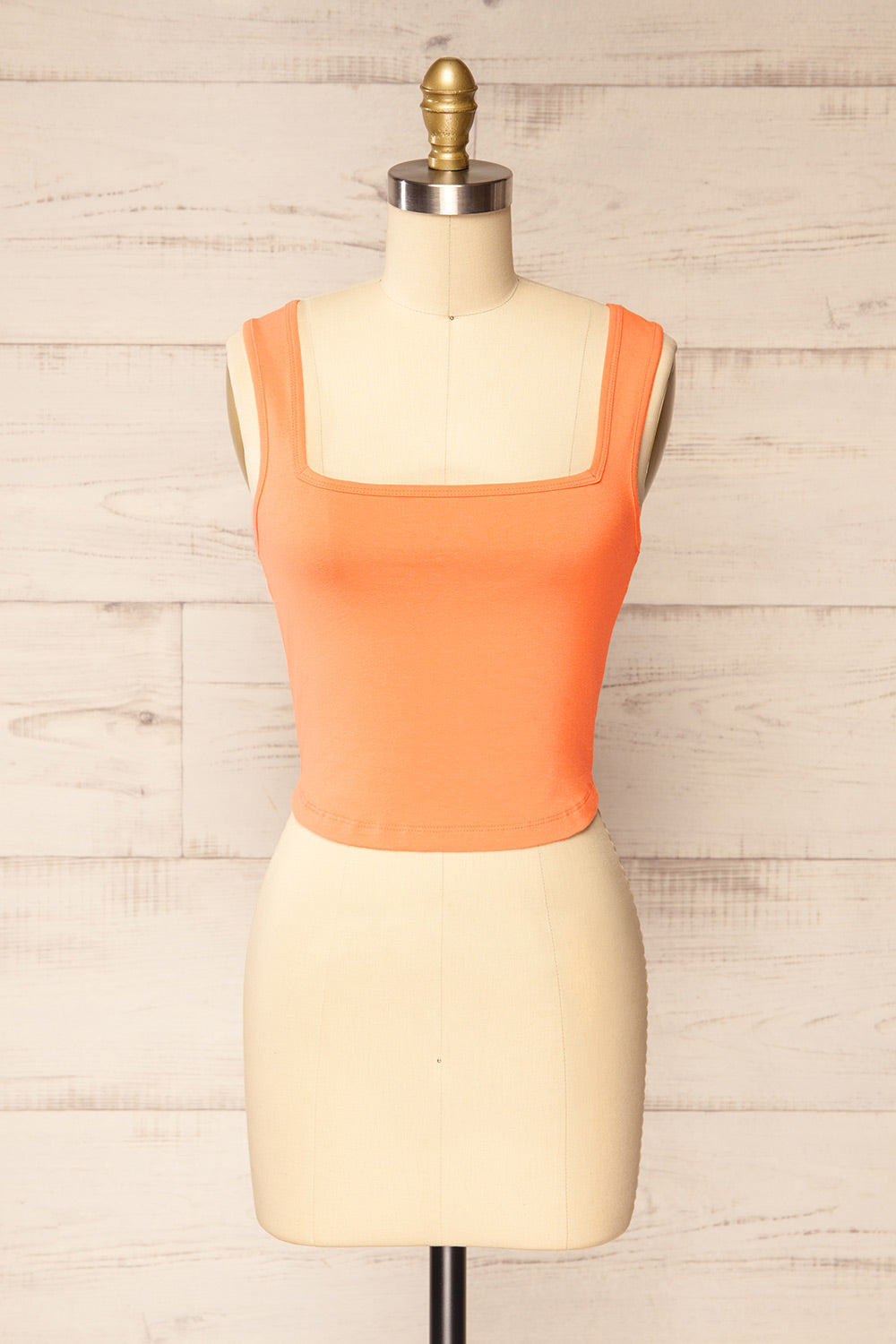 Brutus Orange Square Neck Cropped Cami | La petite garçonne front view