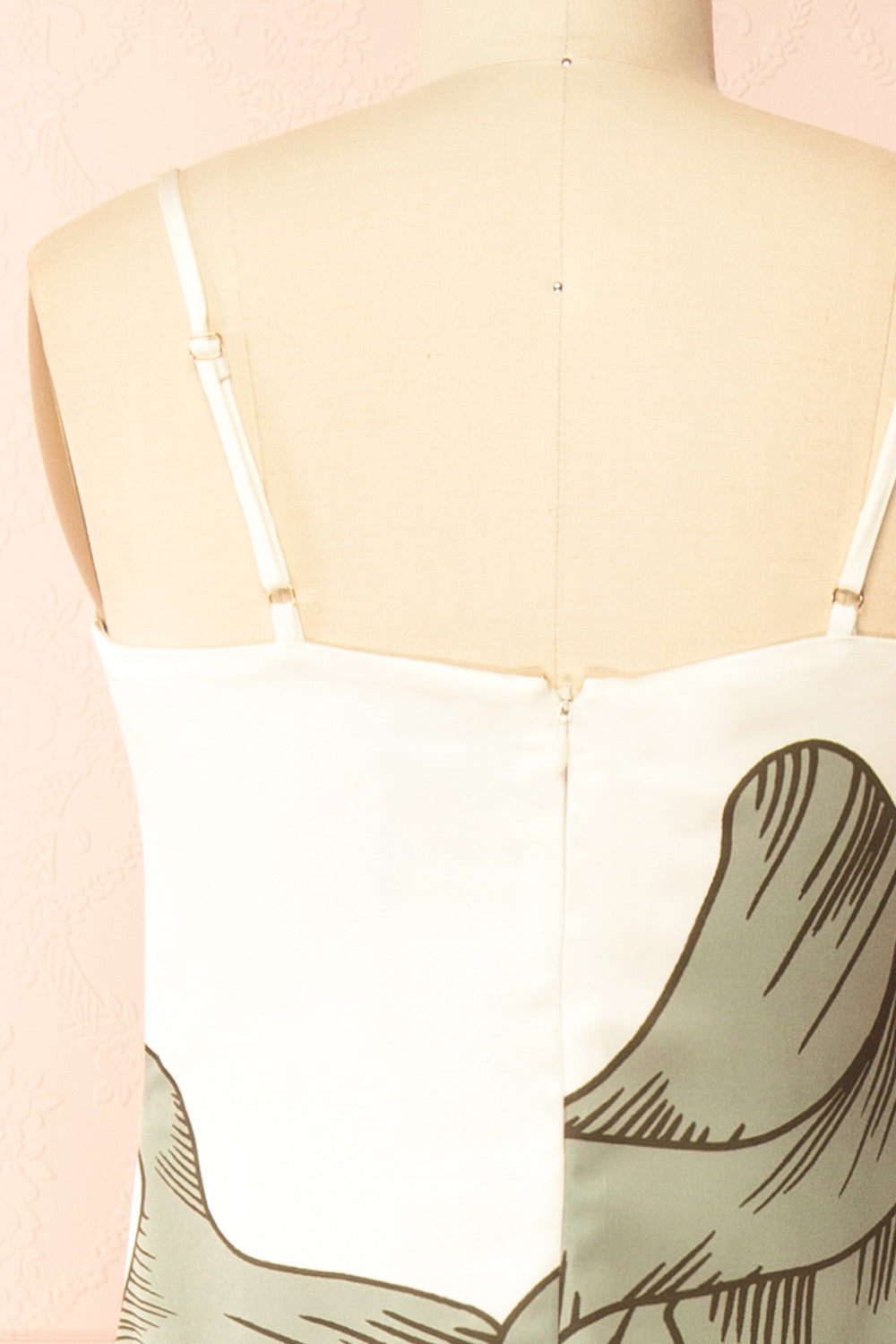 Brynlee Ivory Midi Satin Dress with Leaf Motif | Boutique 1861 back