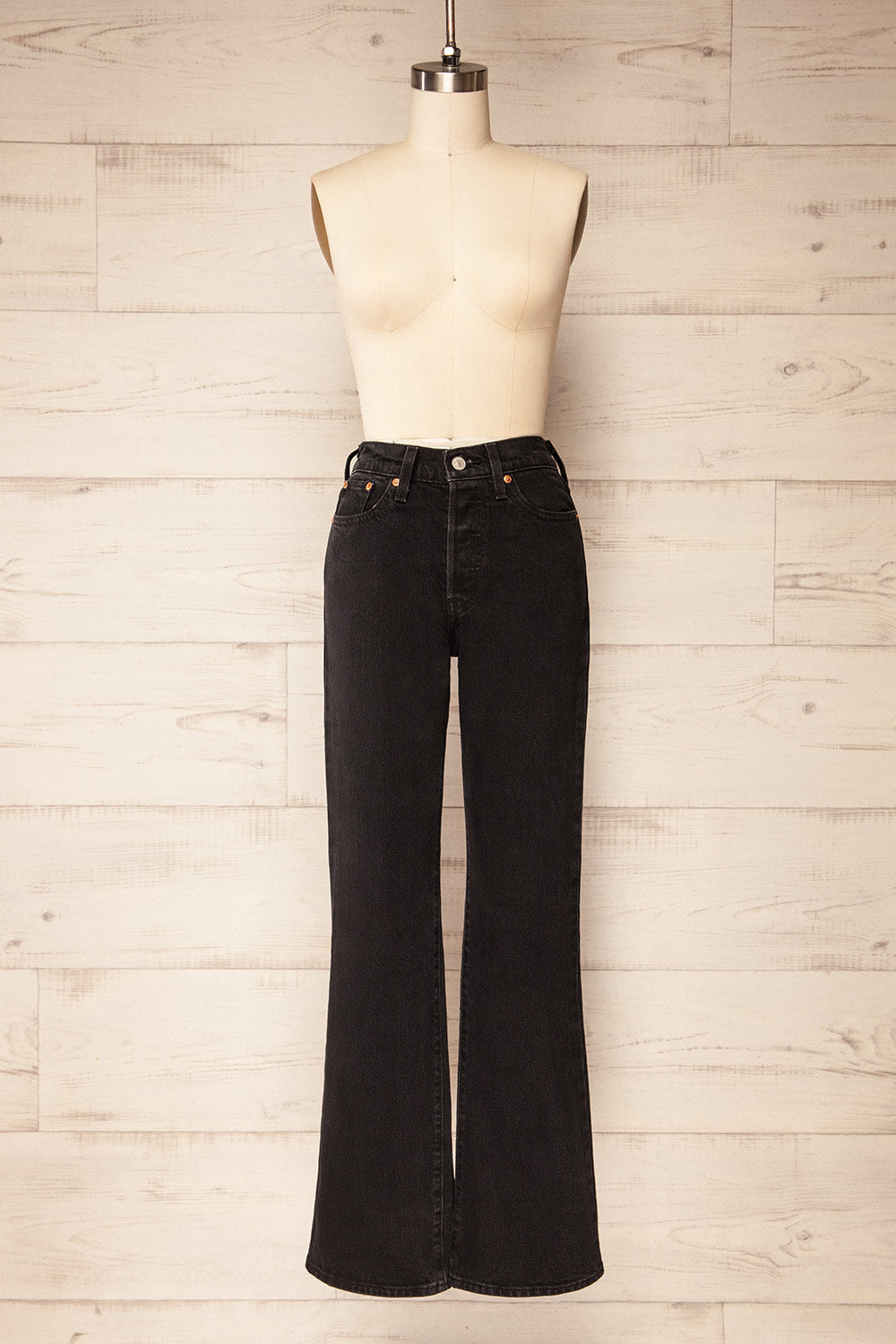 Bucharest Black Bootcut Jeans | La petite garçonne front view