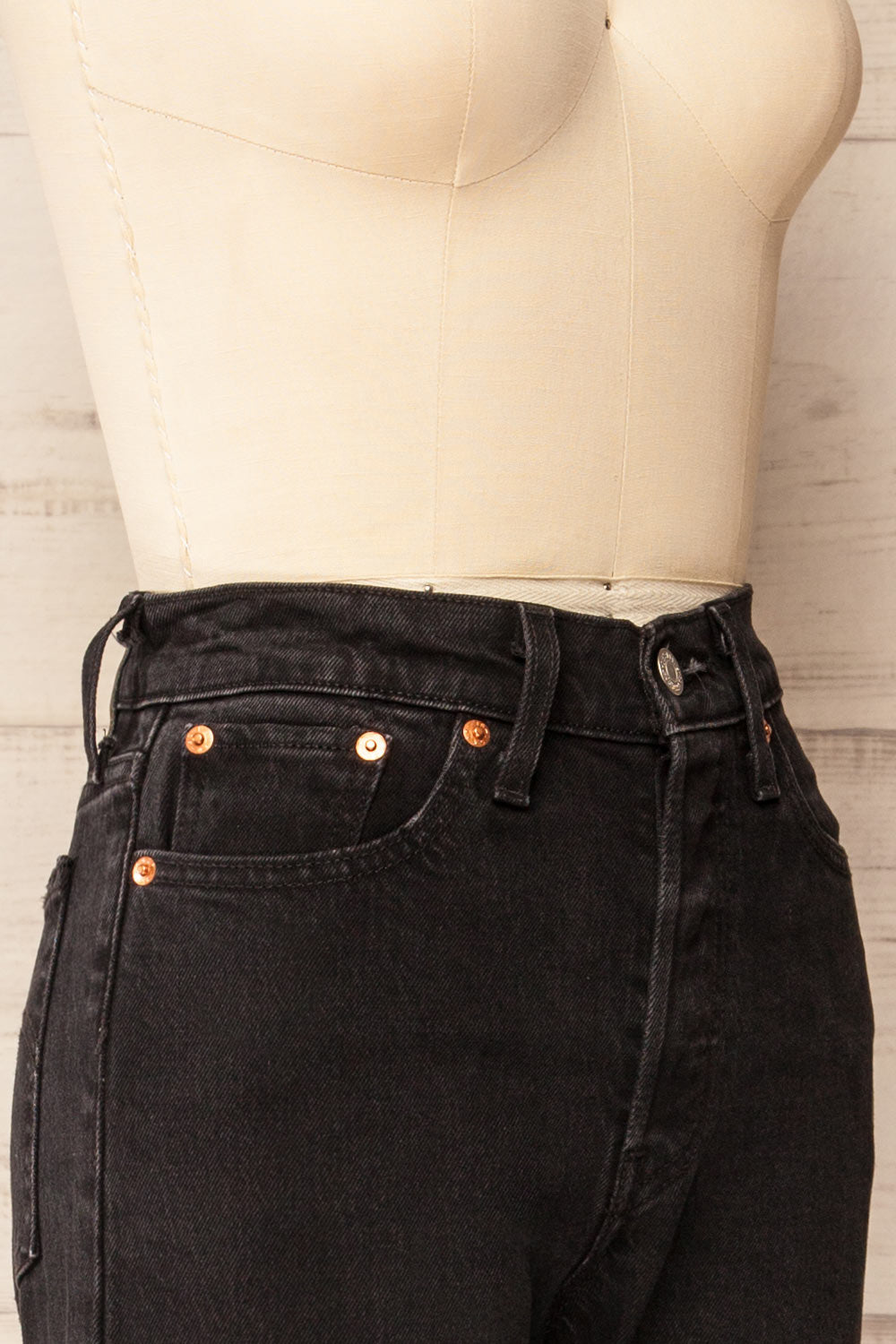 Bucharest Black Bootcut Jeans | La petite garçonne side close-up