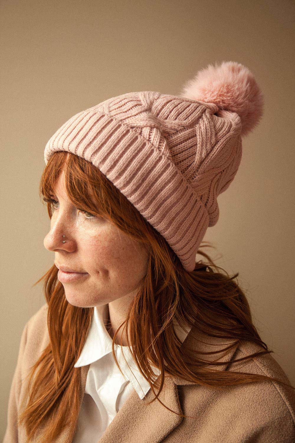 Budapest Pink Knit Tuque | La petite garçonne model