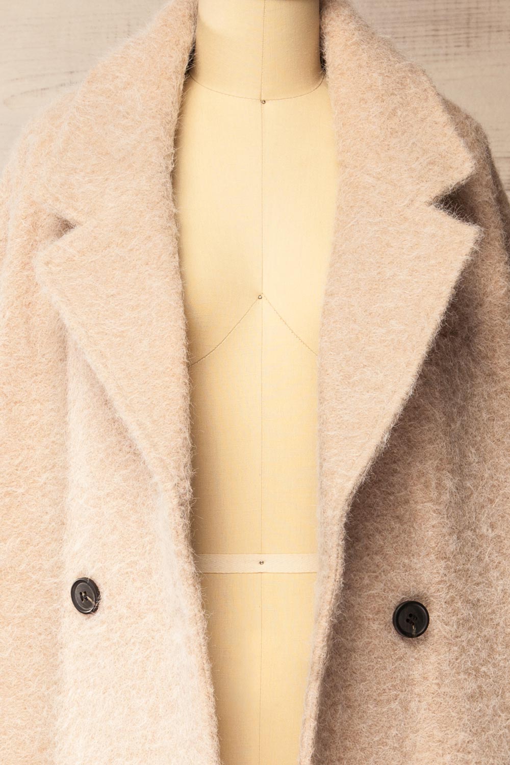 Budhanil Long Beige Fuzzy Coat | La petite garçonne open