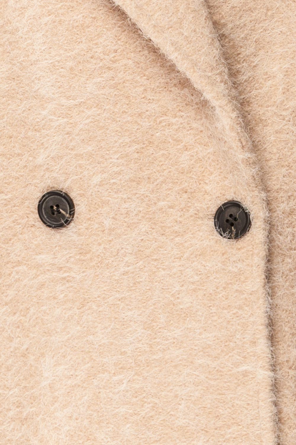 Budhanil Long Beige Fuzzy Coat | La petite garçonne fabric