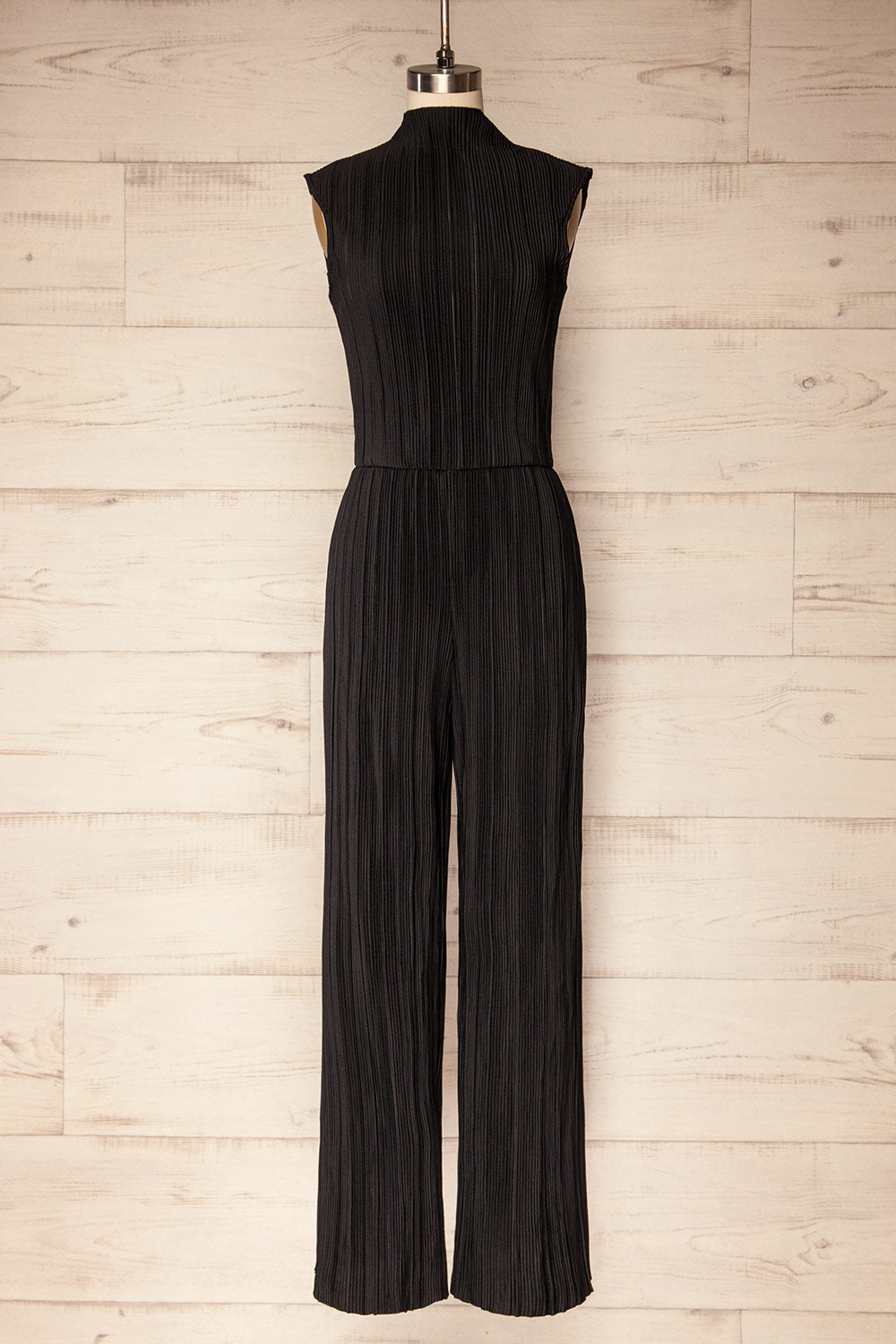 Budta Sleeveless Black Ribbed Jumpsuit | La petite garçonne front view