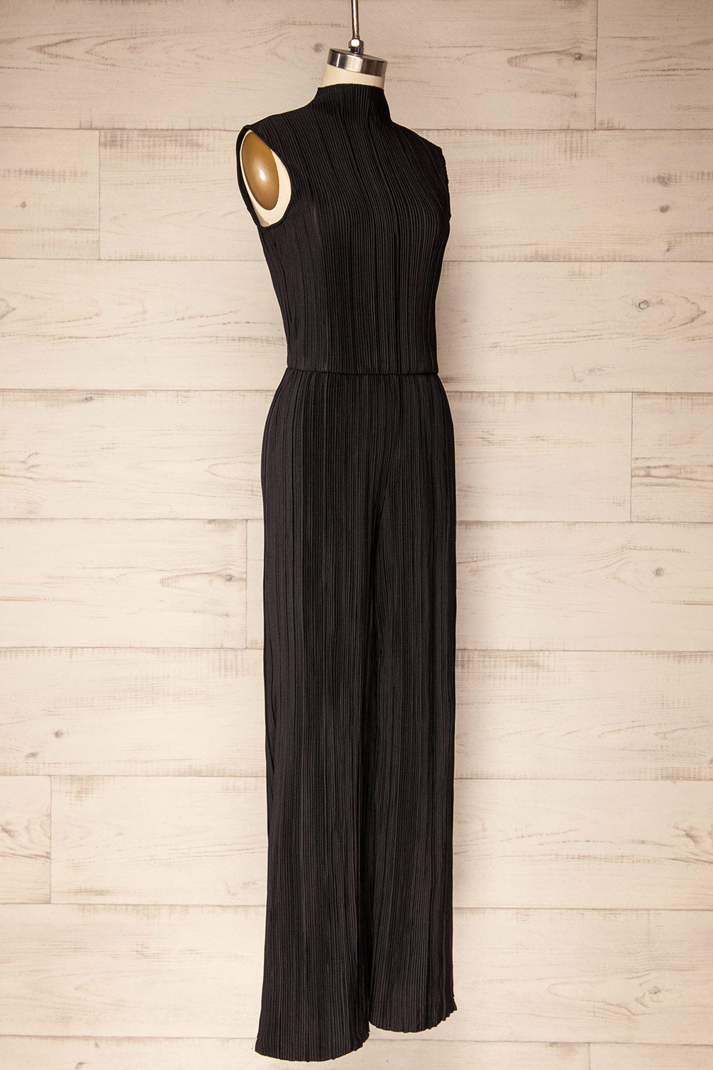 Budta Sleeveless Black Ribbed Jumpsuit | La petite garçonne side view