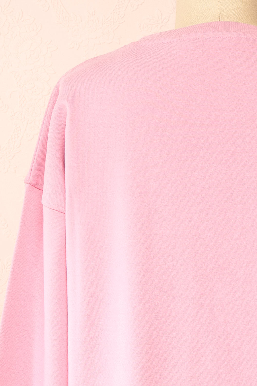 Bugsy Embroidered Bunny Pink Crewneck Sweatshirt | Boutique 1861 back close-up