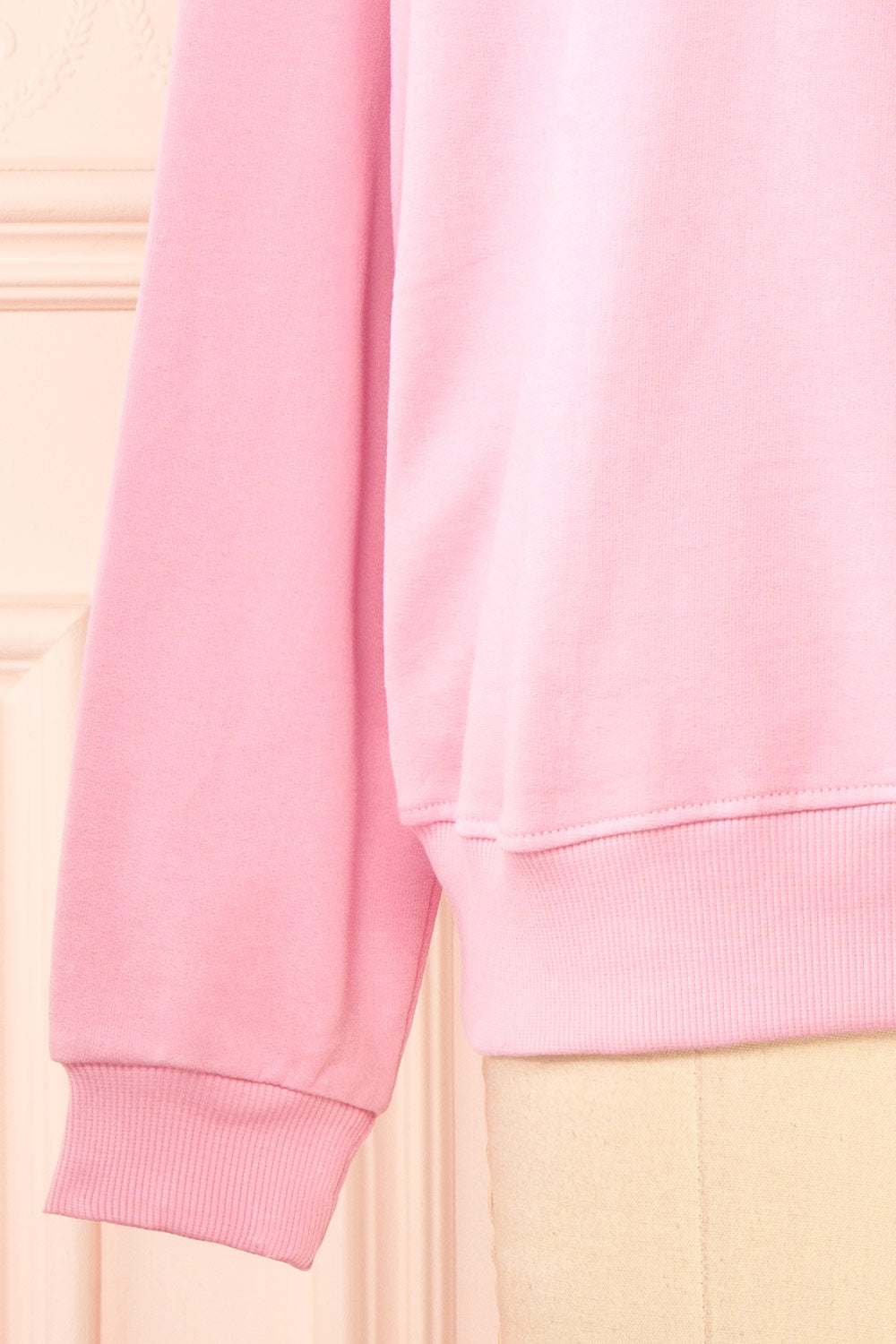 Bugsy Embroidered Bunny Pink Crewneck Sweatshirt | Boutique 1861 bottom