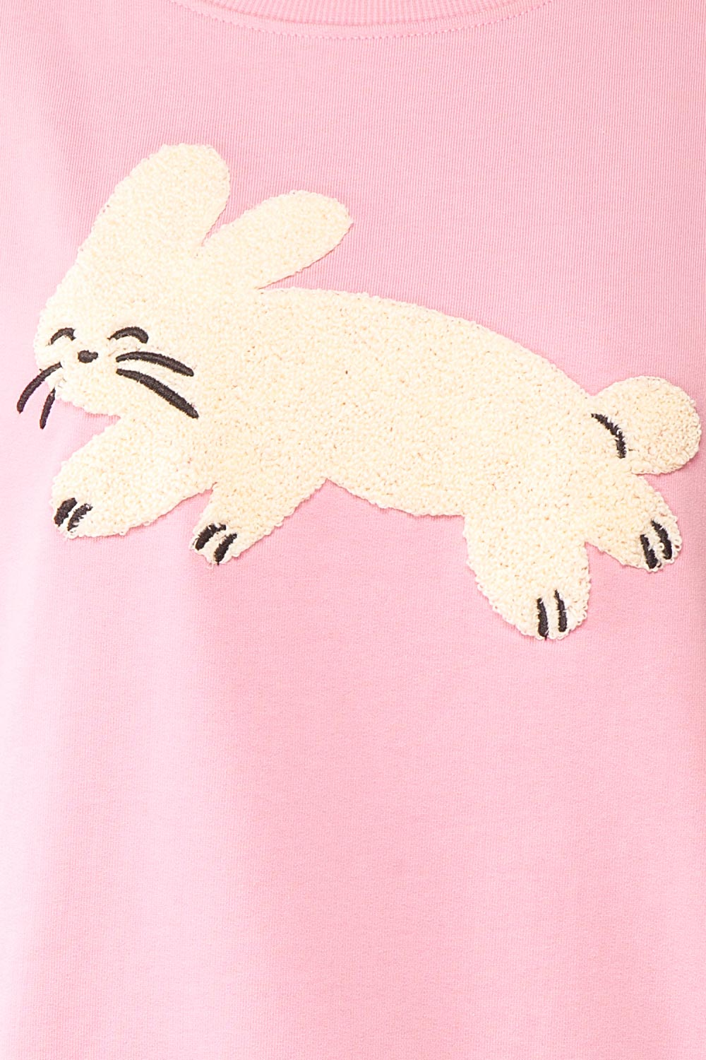 Bugsy Embroidered Bunny Pink Crewneck Sweatshirt | Boutique 1861 fabric