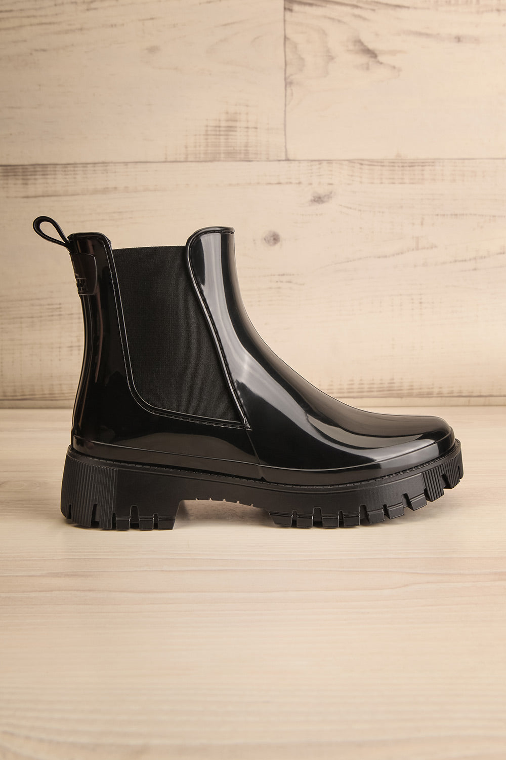 Bukavu Black Round-Toe Ankle Rain Boots | La petite garçonne side view