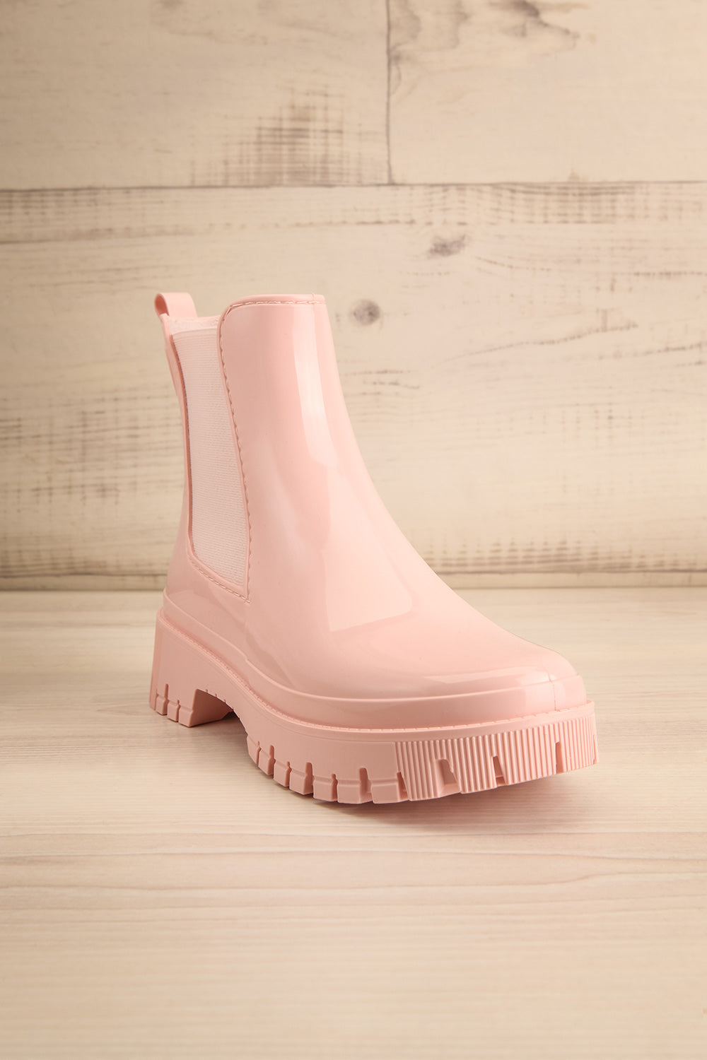 Bukavu Pink Round-Toe Ankle Rain Boots | La petite garçonne front view