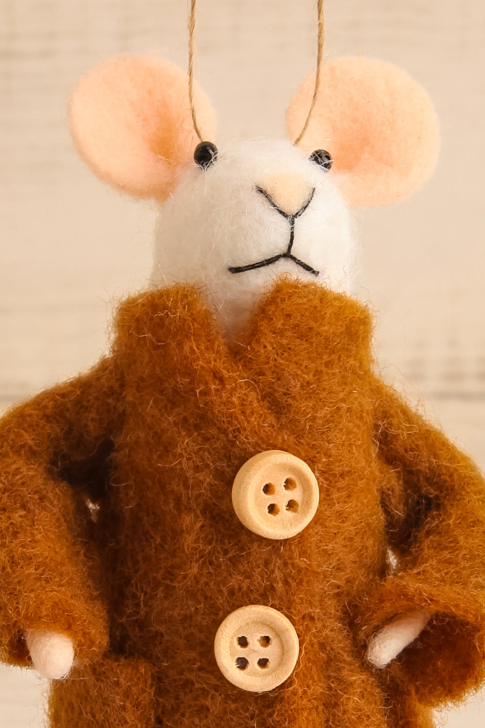 Outdoor Holiday Mouse Ornament - 3 Options | Maison garçonne bundled up bruce close-up