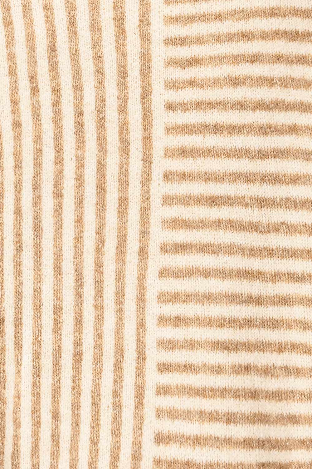 Burbank Taupe Ivory Knit Sweater w/ Stripes | La petite garçonne texture