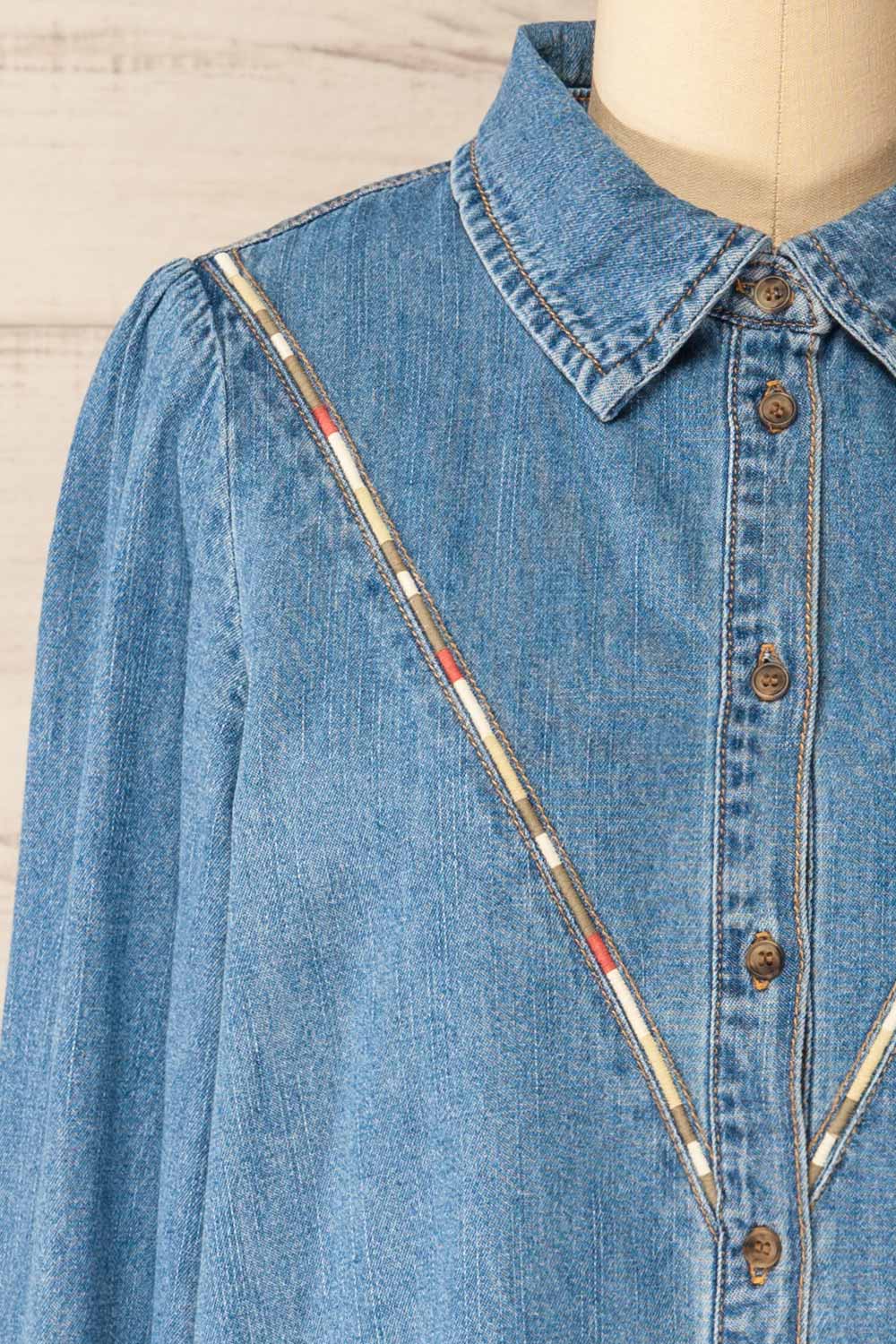 Burke Denim Shirt with Embroidery | La petite garçonne front