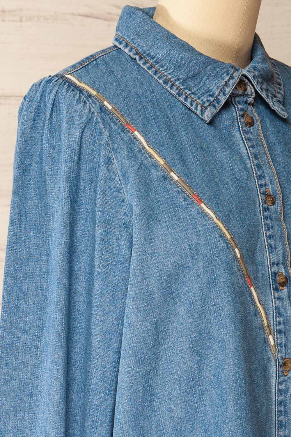 Burke Denim Shirt with Embroidery | La petite garçonne side