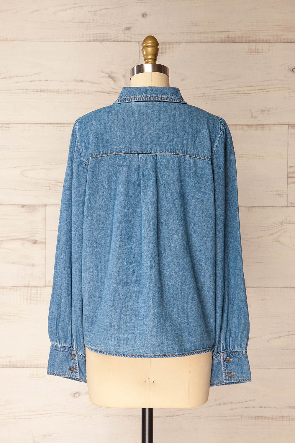 Burke Denim Shirt with Embroidery | La petite garçonne back view